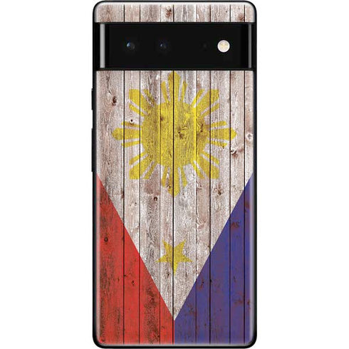 Philippines Flag Dark Wood Google Pixel 6 Skin